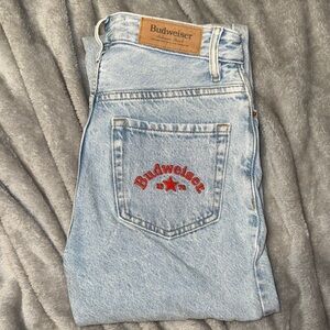 Budweiser Light Blue Denim with Red Embroidery